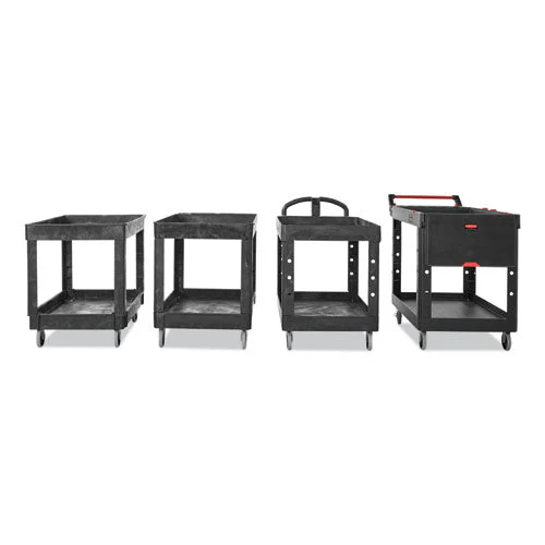 Service/utility Carts, Plastic, 2 Shelves, 500 Lb Capacity, 24" X 40" X 31.25", Black - Image 2