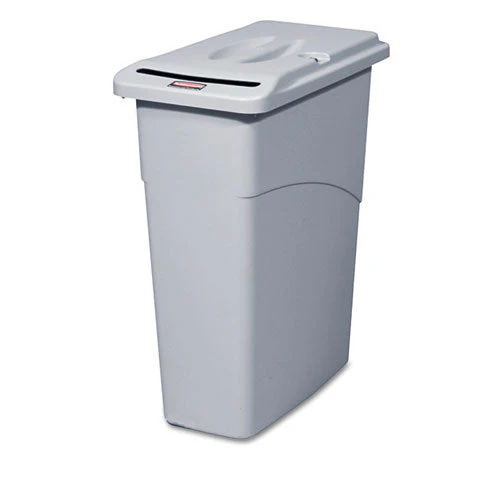Slim Jim Confidential Document Waste Receptacle With Lid, 23 Gal, Light Gray - Image 1