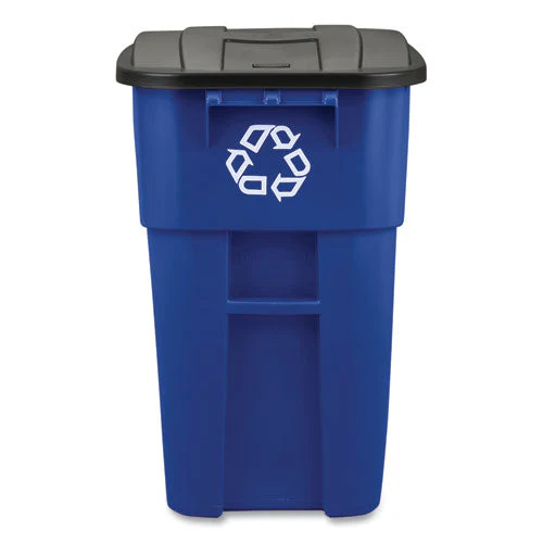 Square Brute Recycling Rollout Container, 50 Gal, Plastic, Blue - Image 3