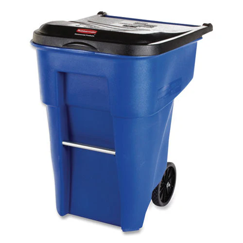 Square Brute Rollout Container, 50 Gal, Molded Plastic, Blue - Image 1