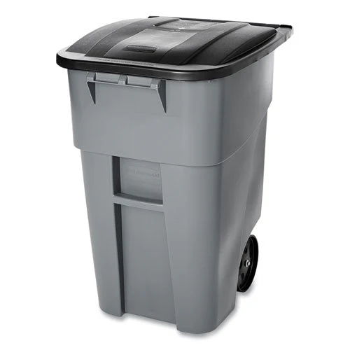 Square Brute Rollout Container, 50 Gal, Molded Plastic, Gray - Image 1
