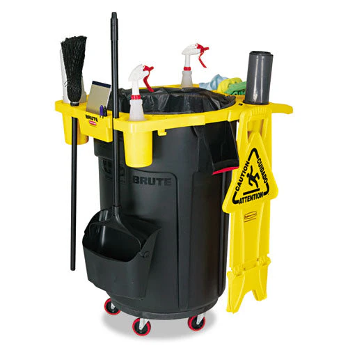 Standard Brute Rim Caddy, Four Compartments, Fits 32.5" Diameter Cans, 26.5 X 6.75, Yellow - Image 2