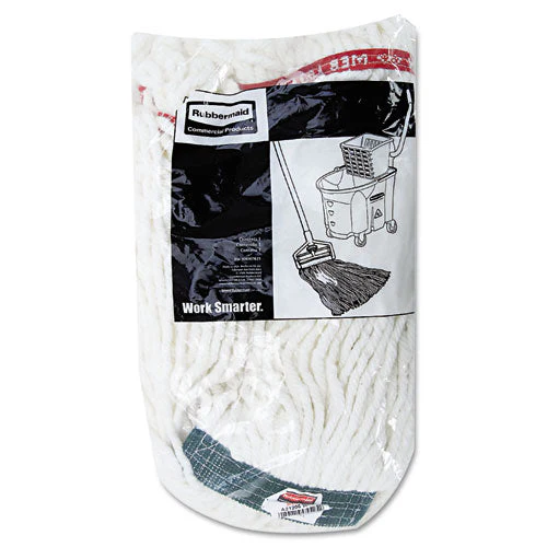 Web Foot Shrinkless Looped-end Wet Mop Head, Cotton/synthetic, Medium, White, 6/carton - Image 2