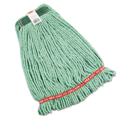 Web Foot Wet Mop Heads, Shrinkless, Cotton/synthetic, Green, Medium - Image 1
