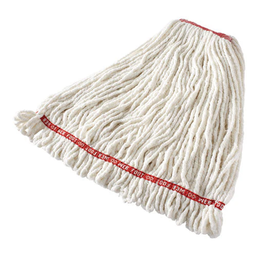 Web Foot Shrinkless Looped-end Wet Mop Head, Cotton/synthetic, Large, White, 1" White Headband - Image 1
