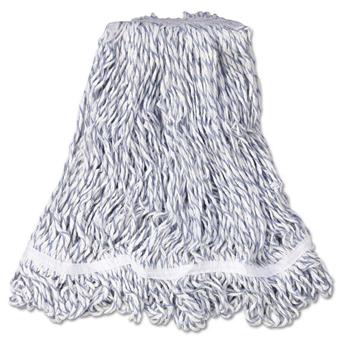 Web Foot Finish Mop, White, Med, Cotton/synthetic, 1". White Headband, 6/carton - Image 1