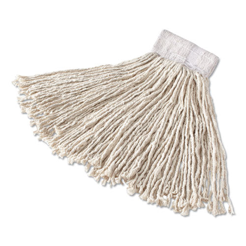 Super Stitch Cotton Looped End Wet Mop Head, Large, 1" White Headband - Image 1