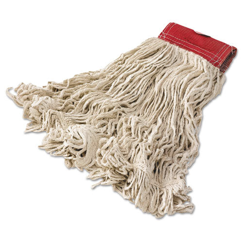 Super Stitch Cotton Looped End Wet Mop Head, Large, 5" Red Headband - Image 1