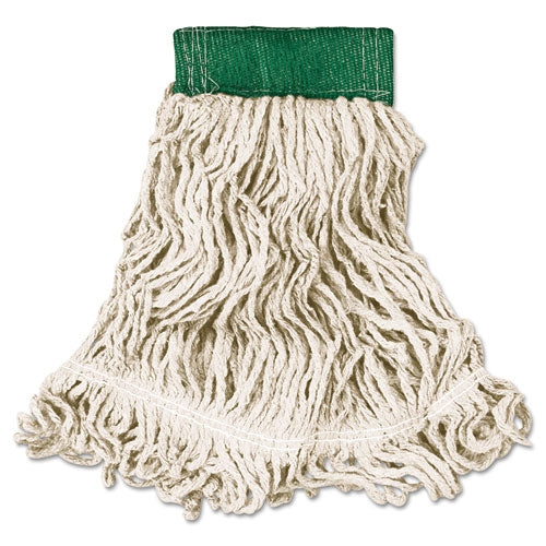 Super Stitch Looped-end Wet Mop Head, Cotton/synthetic, Medium, Green/white - Image 1