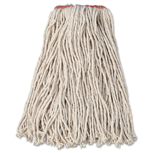 Premium Cut-end Cotton Wet Mop Head, 16oz, White, 1" Orange Band, 12/carton - Image 1