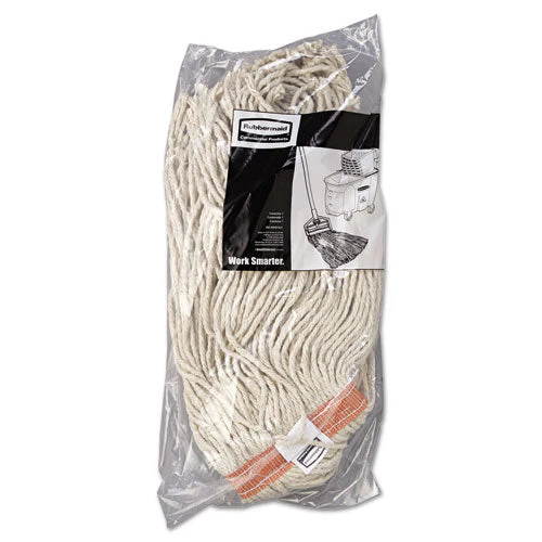 Premium Cut-end Cotton Wet Mop Head, 16oz, White, 1" Orange Band, 12/carton - Image 2