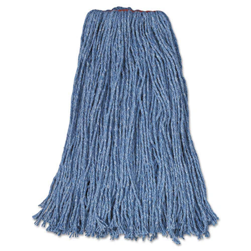 Cotton/synthetic Cut-end Blend Mop Head, 24 Oz, 1" Band, Blue, 12/carton - Image 1
