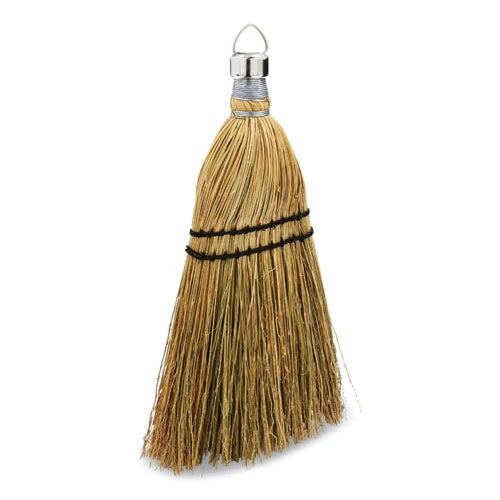 Corn Whisk Broom, Corn Bristles, 12.2" Length, Yellow - Image 1