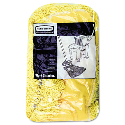 Trapper Commercial Dust Mop, Looped-end Launderable, 5" X 24", Yellow - Image 2