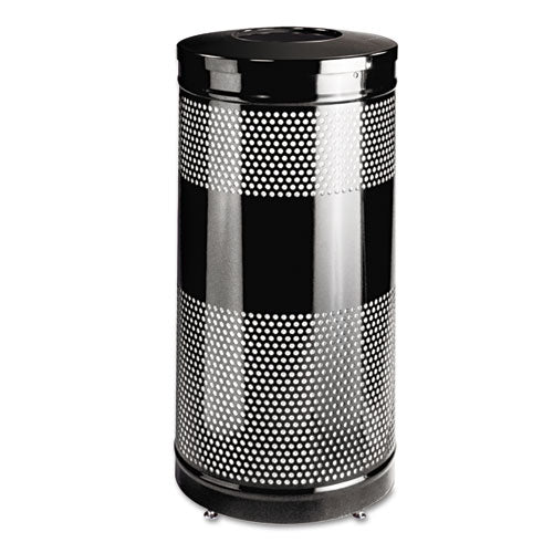 Classics Perforated Open Top Receptacle, 25 Gal, Steel, Black - Image 1