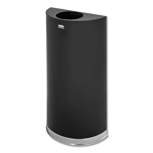 European And Metallic Series Open Top Half-round Receptacle, 12 Gal, Steel, Black/chrome - Image 1