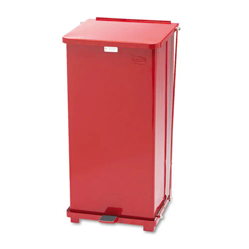 Defenders Heavy-duty Steel Step Can, 13 Gal, Steel, Red - Image 1