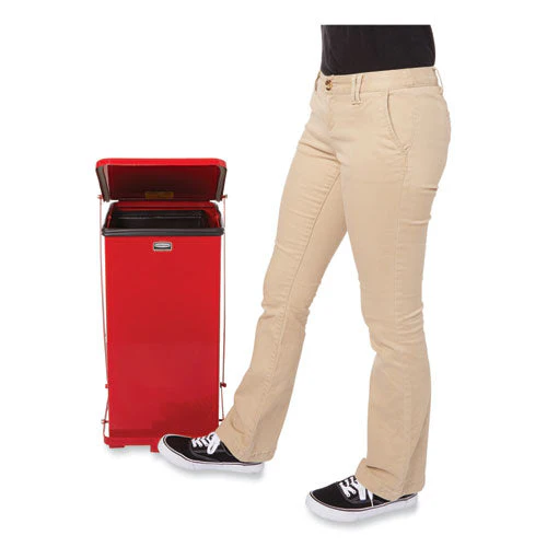 Defenders Heavy-duty Steel Step Can, 4 Gal, Steel, Red - Image 2