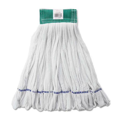 Rough Floor Mop Head, Medium, Cotton/synthetic, White, 12/carton - Image 1
