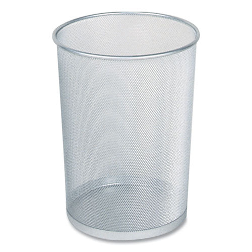 Steel Mesh Wastebasket, 5 Gal, Steel Mesh, Silver - Image 1