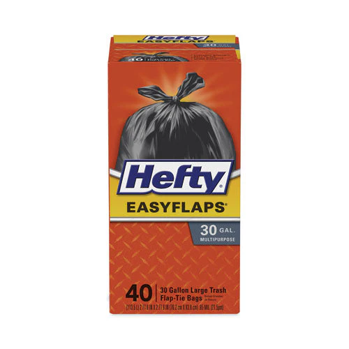 Easy Flaps Trash Bags, 30 Gal, 1.05 Mil, 30" X 33", Black, 40/box - Image 3