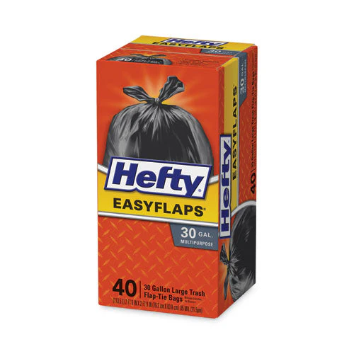 Easy Flaps Trash Bags, 30 Gal, 1.05 Mil, 30" X 33", Black, 40/box - Image 2