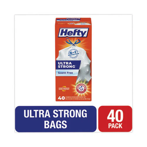 Ultra Strong Tall Kitchen And Trash Bags, 13 Gal, 0.9 Mil, 23.75" X 24.88", White, 40/box - Image 1
