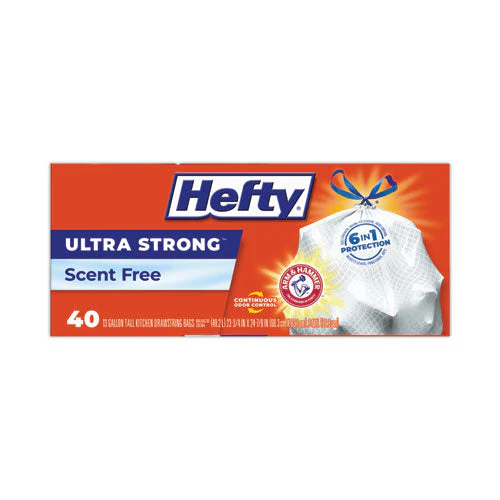 Ultra Strong Tall Kitchen And Trash Bags, 13 Gal, 0.9 Mil, 23.75" X 24.88", White, 40 Bags/box, 6 Boxes/carton - Image 2