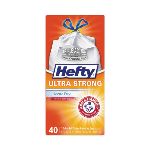Ultra Strong Tall Kitchen And Trash Bags, 13 Gal, 0.9 Mil, 23.75" X 24.88", White, 40/box - Image 2