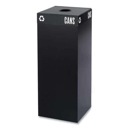 Public Square Recycling Receptacles, Can Recycling, 37 Gal, Steel, Black - Image 1