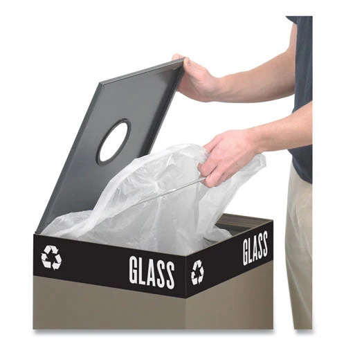 Public Square Recycling Receptacles, Can Recycling, 37 Gal, Steel, Black - Image 2