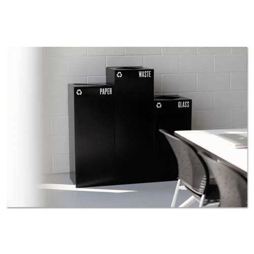 Public Square Recycling Receptacles, Paper Recycling, 42 Gal, Steel, Black - Image 1