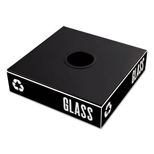 Public Square Recycling Container Lid, Circular Opening, 15.25w X 15.25d X 2h, Black - Image 1