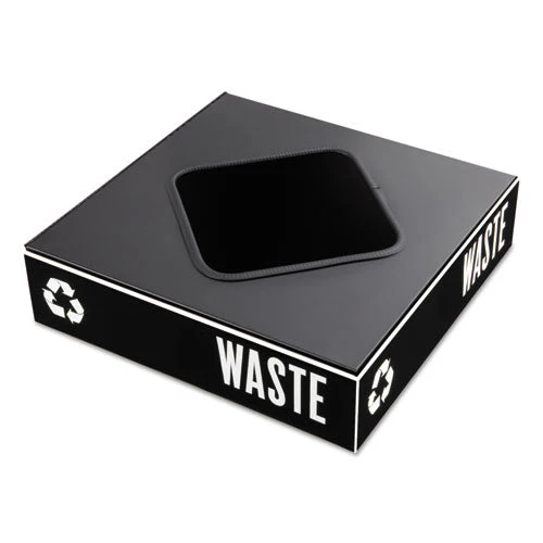 Public Square Recycling Container Lid, Square Opening, 15.25w X 15.25d X 2h, Black - Image 2