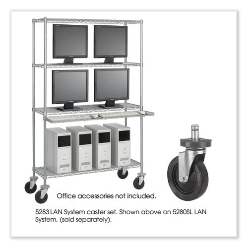 Caster Kit For Safco Task Master Industrial Shelving Units, Black, 4/set (2 Locking), Ships In 1-3 Business Days - Image 3
