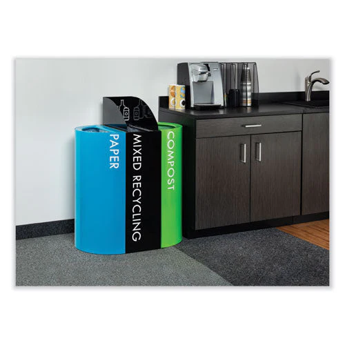 Mixx Recycling Center Half-round Receptacle, 23 Gal, Steel, Green, Ships In 1-3 Business Days - Image 2