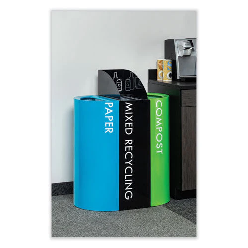 Mixx Recycling Center Rectangular Receptacle, 29 Gal, Steel, Black, Ships In 1-3 Business Days - Image 2