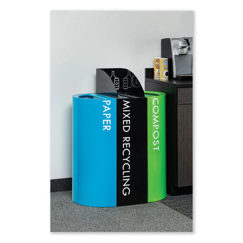 Mixx Recycling Center Rectangular Receptacle, 29 Gal, Steel, Green, Ships In 1-3 Business Days - Image 3