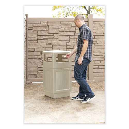 Canmeleon Recessed Panel Receptacles, Side-open, 38 Gal, Polyethylene, Tan, Ships In 1-3 Business Days - Image 2