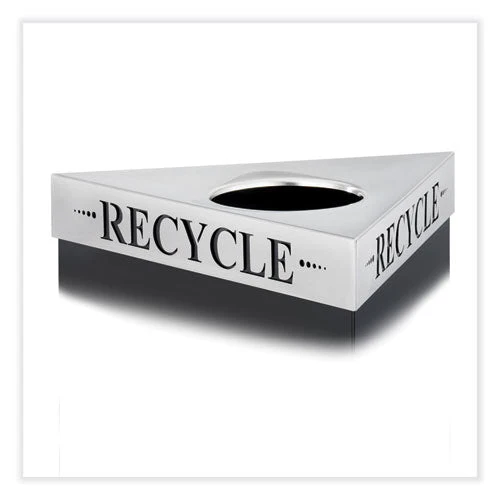 Trifecta Waste Receptacle Lid. Laser Cut "recycle" Inscription, 20w X 20d X 3h, Stainless Steel, Ships In 1-3 Business Days - Image 1
