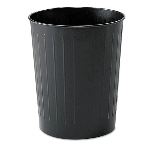 Round Wastebaskets, 6 Gal, Steel, Black - Image 1