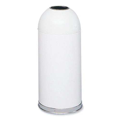 Open Top Dome Receptacle, 15 Gal, Steel, White, Ships In 1-3 Business Days - Image 1