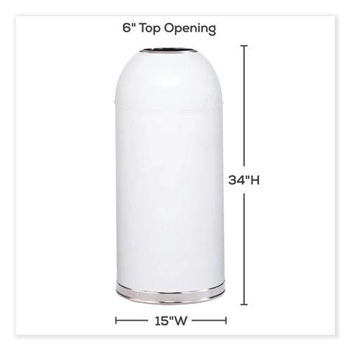 Open Top Dome Receptacle, 15 Gal, Steel, White, Ships In 1-3 Business Days - Image 2