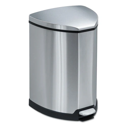Step-on Receptacle, 4 Gal, Stainless Steel, Chrome/black - Image 1