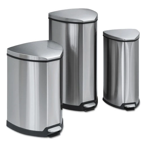 Step-on Receptacle, 4 Gal, Stainless Steel, Chrome/black - Image 2