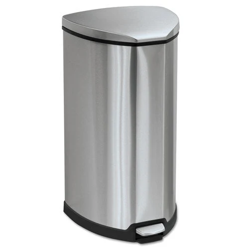 Step-on Receptacle, 10 Gal, Stainless Steel, Chrome/black - Image 1