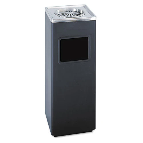 Square Ash 'n' Trash Sandless Urn, 3 Gal, Stainless Steel, Black - Image 1