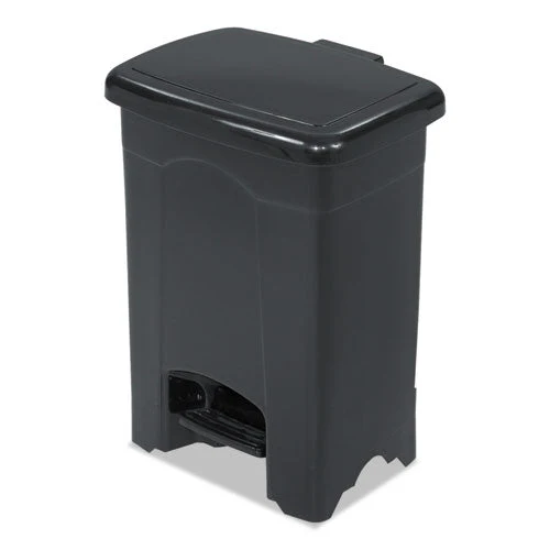 Plastic Step-on Receptacle, 4 Gal, Plastic, Black - Image 1