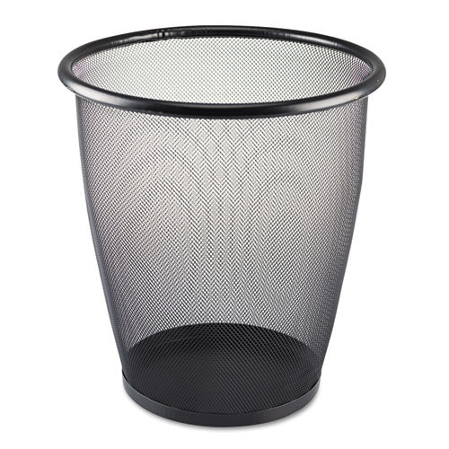 Onyx Round Mesh Wastebaskets, 5 Gal, Steel Mesh, Black - Image 1