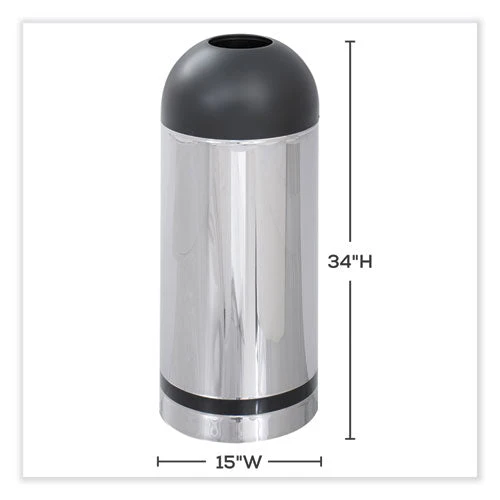 Waste Receptacle, 15 Gal, Steel, Stainless Steel/black, Ships In 1-3 Business Days - Image 2